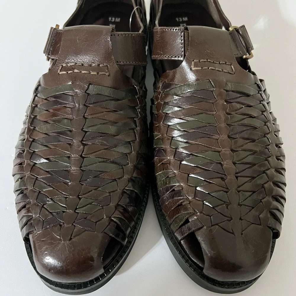 NEW!Deer Stags Dark Brown Huarache Woven Sandals size13
